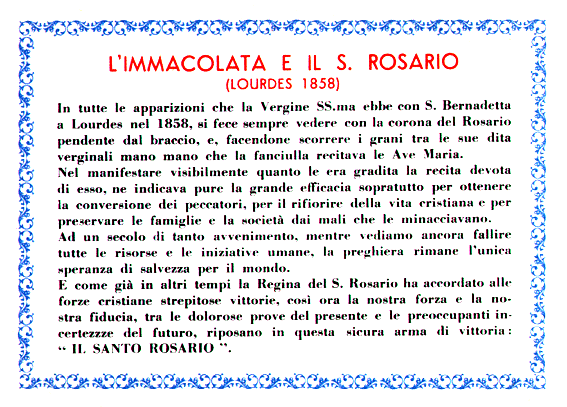 L'Immacolata e il S. Rosario (Lourdes 1858)