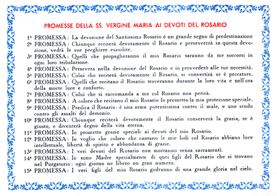 Promesse della SS. Vergine Maria ai devoti del Rosario